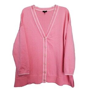 Talbots Plus Cotton Blend Pink Button-Up Cardigan Sweater Size 2X